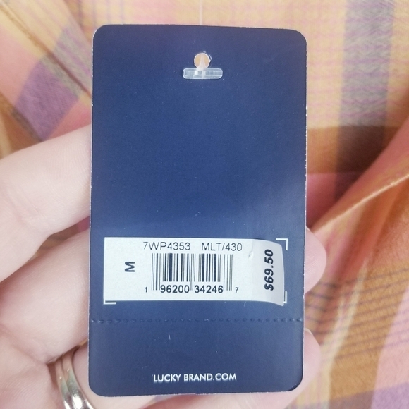 Lucky Brand Plaid Button Front Short Sleeve Top NWT - Picture 4 of 9